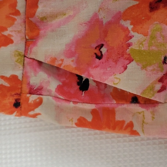Loft, Ann Taylor. Colorful Pink/Orange Poppies Linen Look Material. Size 8 NWOT - Picture 8 of 16